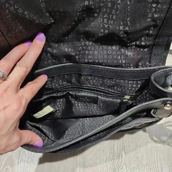 Kate Spade New York Women's Leather Tassel Saddle Crossbody Bag Black One Size - Picture 6 of 10